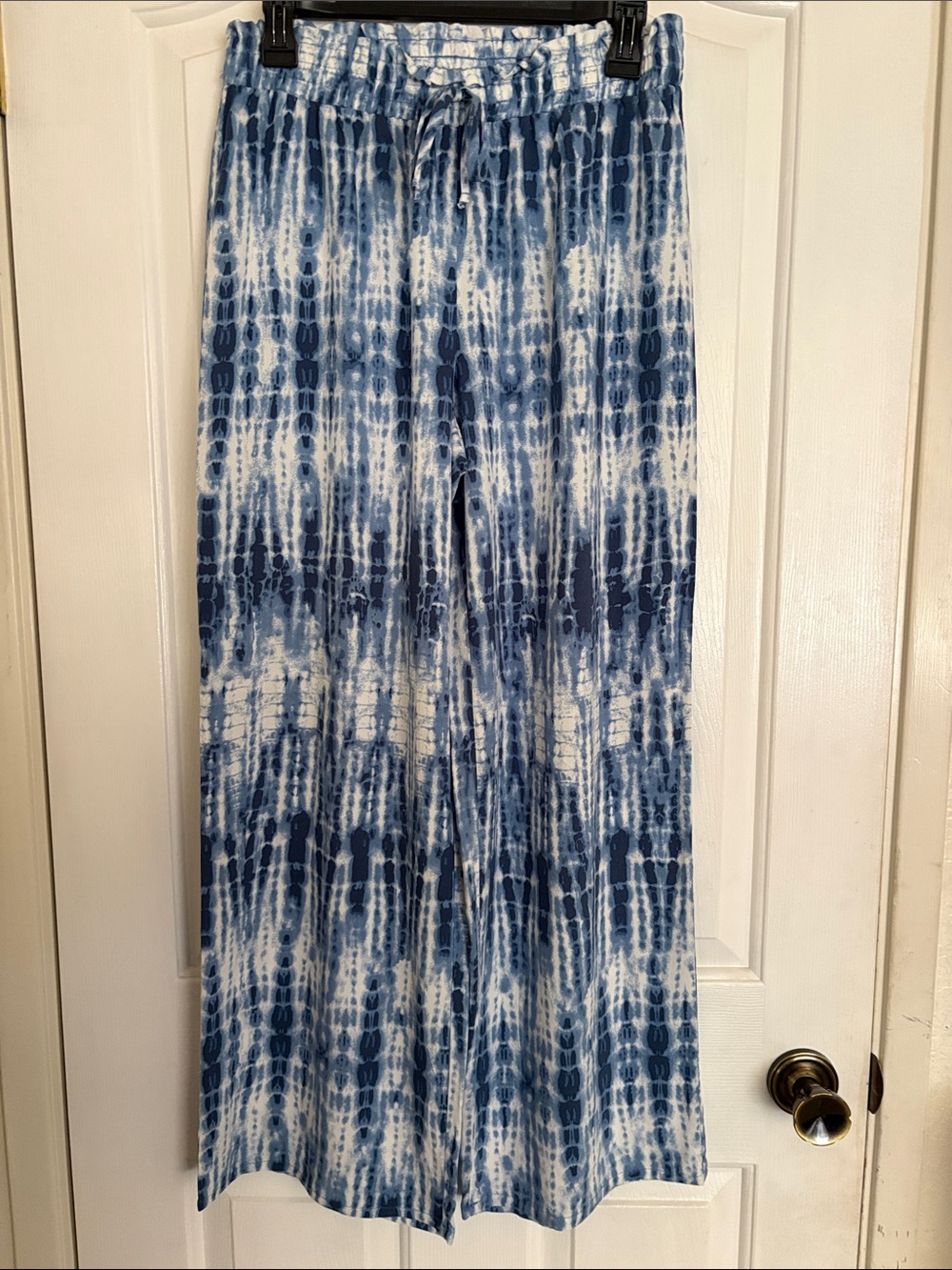 Joe Benbasset Blue and White Tie-Dye Wide-Leg Pants